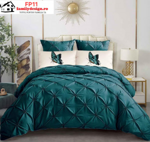 Lenjerii pliuri cu elastic, bumbac finet cu 6 piese, pat matrimonial, Transport gratuit, cod produs FP11