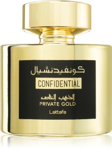 Parfum arabesc Confidential Private Gold by Lattafa, apa de parfum 100 ml, femei