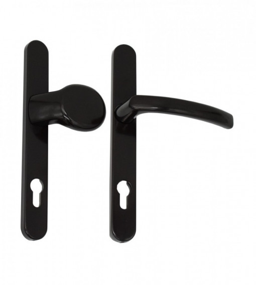 Maner usa de exterior cu sild si buton, cu arc,Blaugelb, culoare maro, 92 x 30 mm, material aluminiu, KGT30