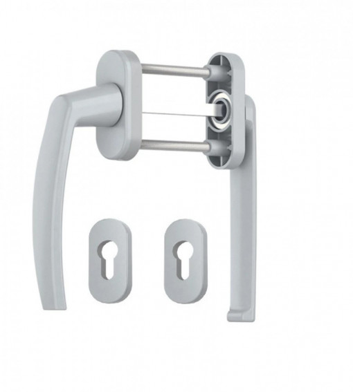 Maner usa balcon, asimetric, culoare Argintiu, material aluminiu, rozeta culoare Argintiu