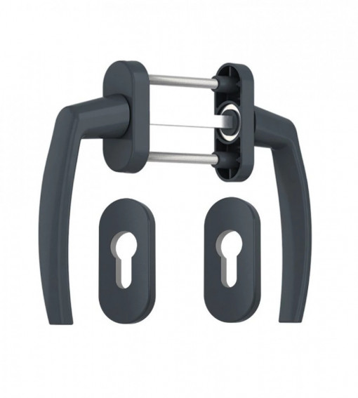 Maner usa balcon, simetric, culoare Gri Antracit, material aluminiu, rozeta culoare gri antracit