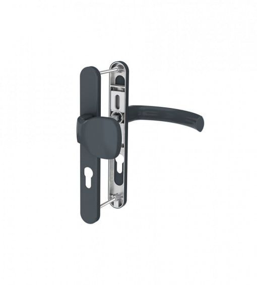 Maner usa de exterior cu sild si buton exterior, cu arc, culoare gri antracit, 92 x 32 mm, Jowisz, material aluminiu