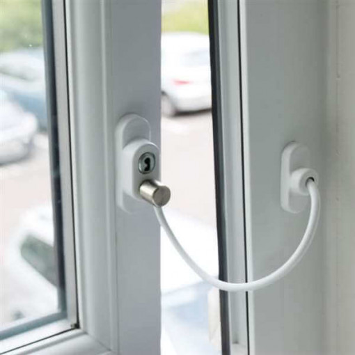 Sistem restrictionare fereastra sau usa pvc cu cablu, alb