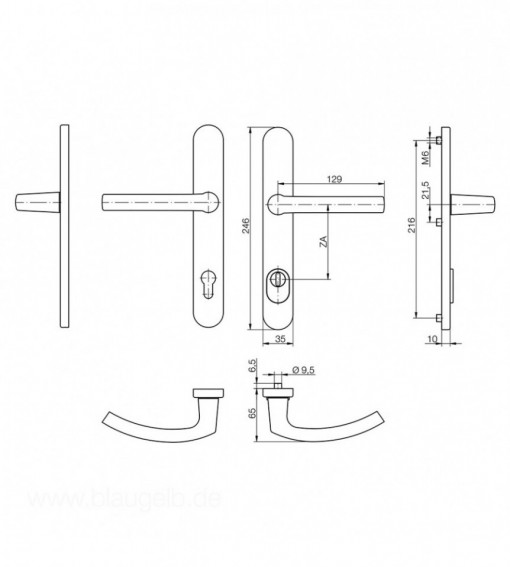 dimensiune maner usa cu scut cilindru 92 mm