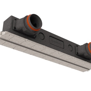 Difuzor liniar de ventilație fără cadru (încastrat în rigips) ERGOVENT LINEO PRO CONDI 125, 1050×20, racord 2×D125