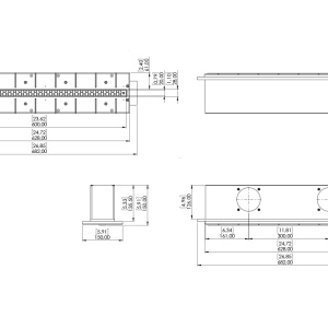 Difuzor liniar de ventilatie fără ramă (incastrat in rigips), ERGOVENT LINEO-PRO VERTICAL 600x20, racord 2xD75 - Img 11