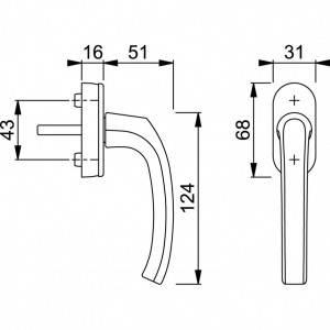 Maner secustik fereastra PVC, Hoppe Flensbug, patrat variabil 32-42 mm, 5 culori - Img 4