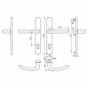 maner usa cu sild, titan f9, dimensiune 92x35 mm