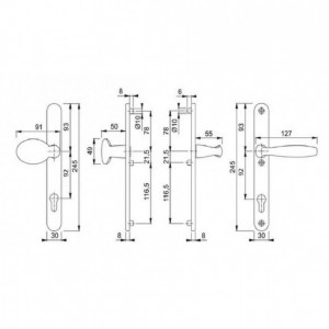 Maner usa cu buton hoppe 92 mm dimensiune