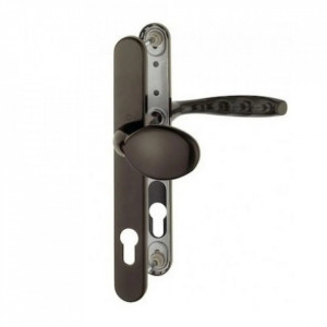 Maner usa de exterior cu sild si buton, Hoppe New York, culoare maro, 92 x 30 mm, material aluminiu
