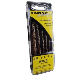 Set profesional de 5 burghie pentru lemn, Ø 3–8 mm, FAMAG 1594.835, otel HSS-G