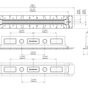 Difuzor liniar de ventilație fără cadru cu 2 slot-uri (încastrat în rigips), ERGOVENT LINEO-PRO CONDI 125, 2×1050×20, racord 2xD125 - Img 2