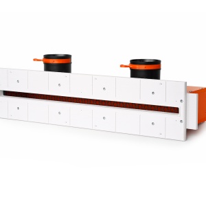 Difuzor liniar de ventilatie fără ramă (încastrat în rigips), ERGOVENT LINEO-PRO 500x20, racord 2xD75
