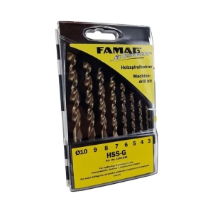 Set profesional de 8 burghie pentru lemn, Ø 3–10 mm, FAMAG 1594.838, otel HSS-G