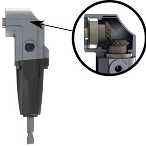 Adaptor unghiular profesional pentru gaurire in spatii inguste. FAMAG 1597.750, Prindere 1/4", angrenaj metalic si performanta germana garantata. - Img 4