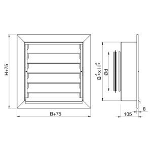 Grilă exterioară RV 300x300/200, RAL 7000 - Img 2