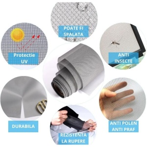 Plasa insecte, anti polen si anti praf, gri, 160 cm latime, protectie impotriva alergenilor si particulelor fine - Img 2