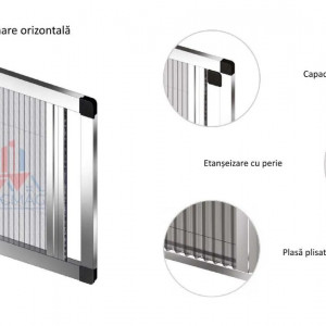 Plasa tantari PLISSE SLIM PERIE 17 mm, montaj in toc interior, NEGRU, pliabila, 1 CANAT - Img 5