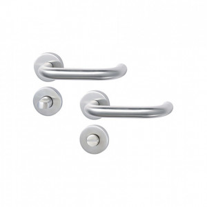 Maner usa de interior din lemn, forma U, cu rozeta pentru baie, material inox mat, STROXX