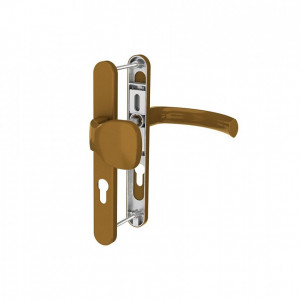 Maner usa de exterior cu sild si buton exterior, cu arc, culoare Bronz, 92 x 32 mm, Jowisz, material aluminiu