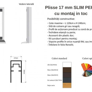 Plasa tantari PLISSE SLIM PERIE 17 mm, montaj in toc interior, NEGRU, pliabila, 1 CANAT - Img 7