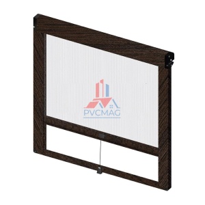 Plasa tantari tip RULOU, NOVA, Infoliere STEJAR INCHIS, pregaurita pentru prindere in colturi, caseta profil 40 mm