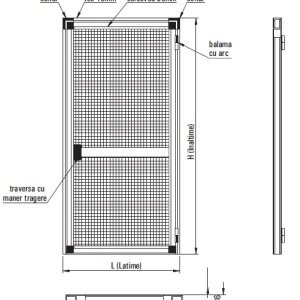 Plasa tantari usa NOVA PLUS – Sistem Premium cu Autorevenire, alb, maro, gri antracit, negru - Img 2