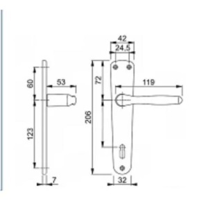 Maner usa de interior din lemn, cu sild pentru cheie, Bronz, material aluminiu, Hoppe Milano, 70 x 32 mm - Img 2