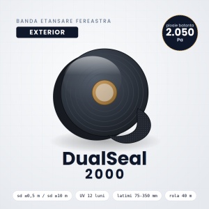 Banda Etansare Fereastra DualSeal 2000Pa, EXterior, 90 mm x 40 metri, complet adeziva, Rezistenta UV 12 luni, bariera de vapori si etansa la aer - Img 2