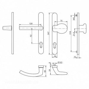 Maner cu buton 92mm, inox, Blaugelb, dimensiune