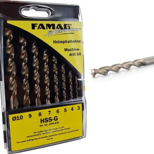 Set profesional de 8 burghie pentru lemn, Ø 3–10 mm, FAMAG 1594.838, otel HSS-G - Img 2