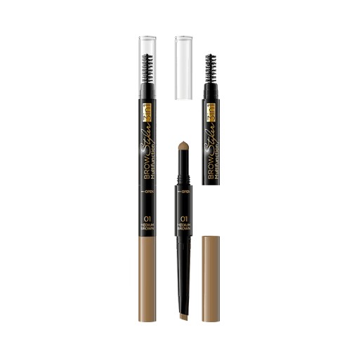 Creion de sprancene 3 in 1 Eveline Cosmetics - 01 medium brown