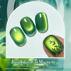 Oja Born Pretty 10ml Glass Bead Cat Magnetic Gel Nail Polish MY39 Basil - Img 2