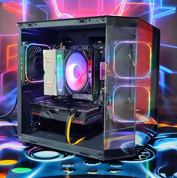 Calculator Gaming AMD Ryzen 5 5500, 16GB DDR4, NVME 512GB + 500GB HDD, video Sapphire Radeon RX 6600 PULSE 8GB GDDR6 128-bit, ARGB - Img 2