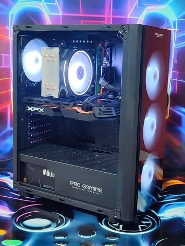 Calculator Gaming Xeon E5-2680 V4( PESTE i7 8700), 16GB DDR4, NVME 256GB + 500GB HDD, video XFX Radeon RX 580 GTS XXX Edition 8GB GDDR5 256-bit, Telecomanda ARGB