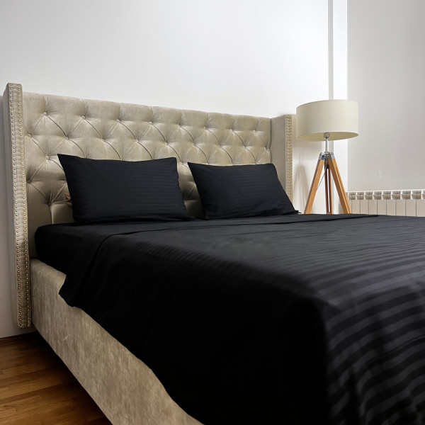 Satenska posteljina - Damast crne boje