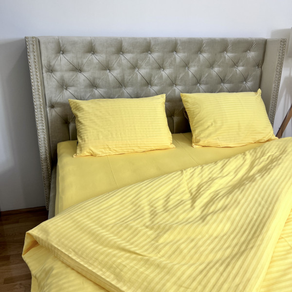 Satenska posteljina - Damast žute boje