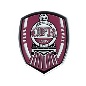 Emblema adeziva CFR CLUJ din aluminiu embosat + carton cu AUTOGRAF - Img 2