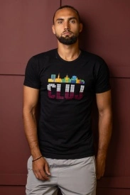 Tricou bumbac negru CLUJ