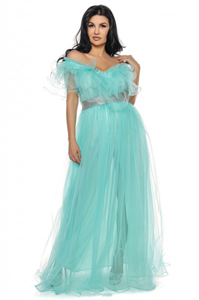 Rochie lunga tulle turqoise V