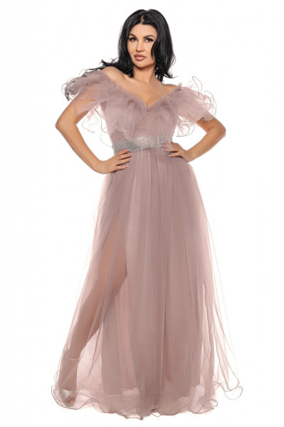 Rochie lunga tulle grej V