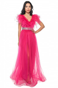 Rochie lunga tulle fucsia V