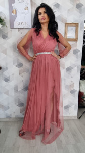 Rochie Ela roze lung