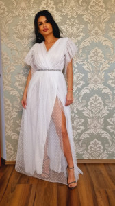 Rochie Anne alb lung