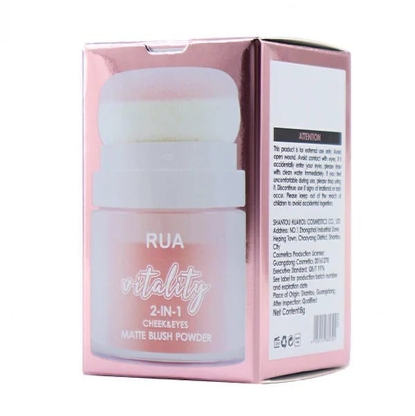 Fard de Obraz Mat, RUA, Vitality Blush, cu Burete Aplicator, 04, 8 g - 1 | YEO