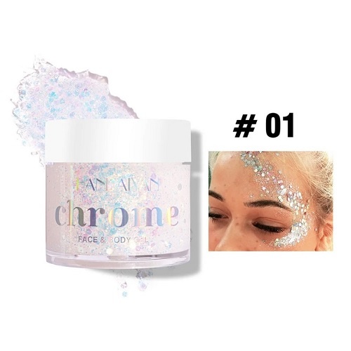 Glitter gel pentru fata si corp, Handaiyan, Chrome, 01, 32 g