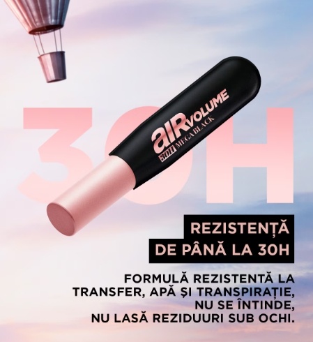 Mascara Volum Intens, Rezistent 30H, Loreal, Air Volume Mega Black, 9.4 ml - 3 | YEO