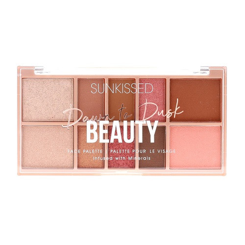 Paleta fard iluminator si bronzer, Sunkissed, Dawn To Dusk Beauty, Face Palette, 10 culori - 1 | YEO