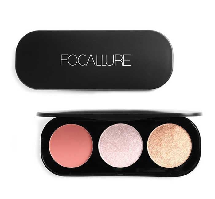 Paleta pudre iluminatoare si bronzer, Focallure Blush & Highlighter 03 - 2 | YEO