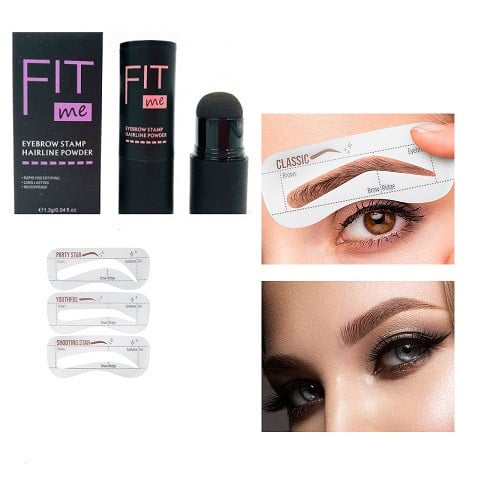 Stampila sprancene, Fit Me, Eyebrow Stamp, 3 Sabloane incluse, Brown